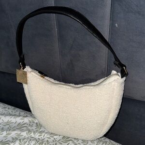 Anne Klein Cream Sherpa Shoulder Bag